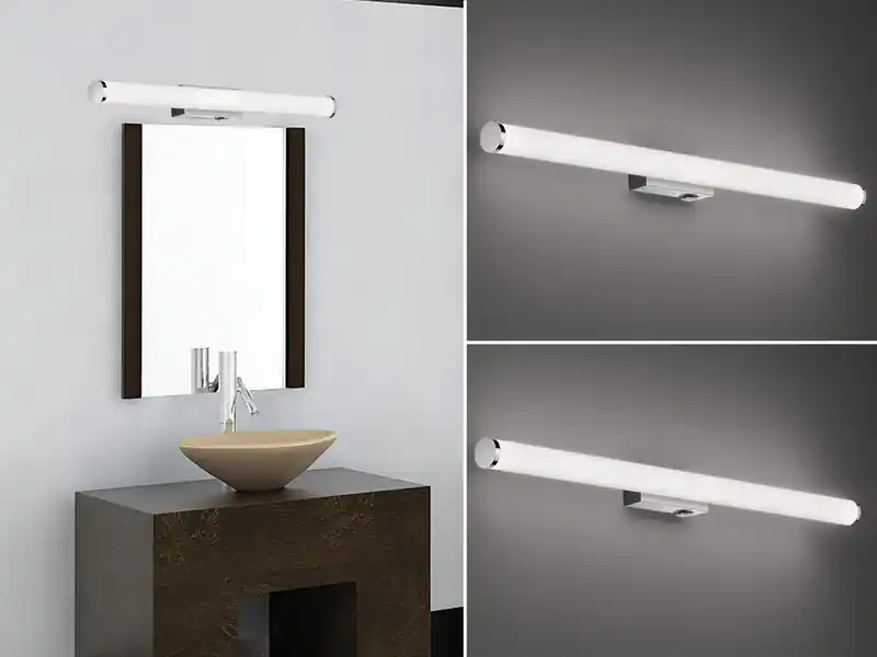 meineWunschleuchte LED Bad Wandleuchten 2er Set mit Schalter Chrom - Spiegelleuchten, Breite 80cm Rabatt
