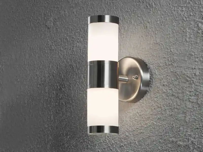 Neue Ware Konstsmide LED Up-Down Edelstahl Außenwandleuchte mit Glas weiß, Höhe 23cm