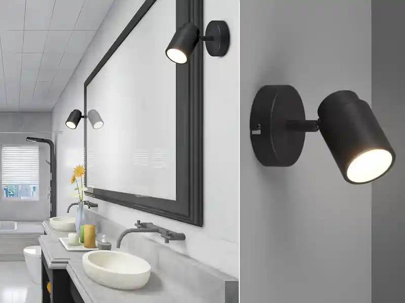 Trio Leuchten Wandstrahler Badezimmerlampe ANGELO Schwarz, Breite 10,5cm Highlight