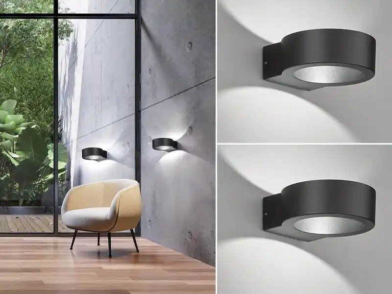 Fischer & Honsel LED Außenwandleuchten 2er SET Schwarz mit Up and Down Licht - 15cm breit Schnäppchen