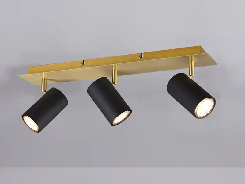 Top-Seller Trio Leuchten Deckenstrahler MARLEY Schwarz Gold 3-flammig, Breite 48cm