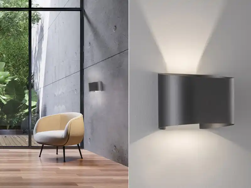 Fischer & Honsel LED Updown Wandleuchte WALL Schwarz für Innen & Außen - 18cm breit Nur Für Kurze Zeit