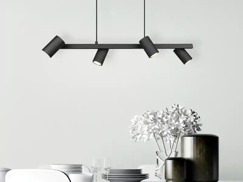 Super-Preis Trio Leuchten Balkenpendelleuchte MARLEY 4-flammig in Schwarz, Breite 80cm