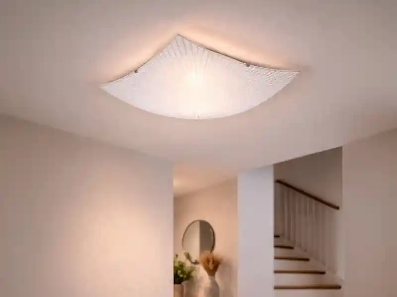 Rabatt meineWunschleuchte Flache LED Deckenleuchte mit Glas Lampenschirm Weiß, Quadrat 40cm