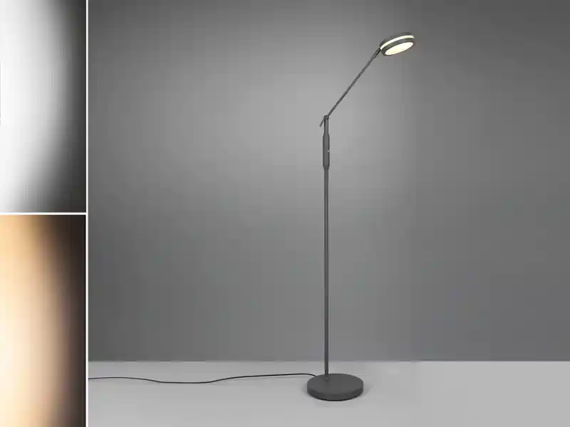 Neuheit Trio Leuchten Dimmbare LED Stehleuchte FRANKLIN schwenkbar, Höhe 133cm, Anthrazit