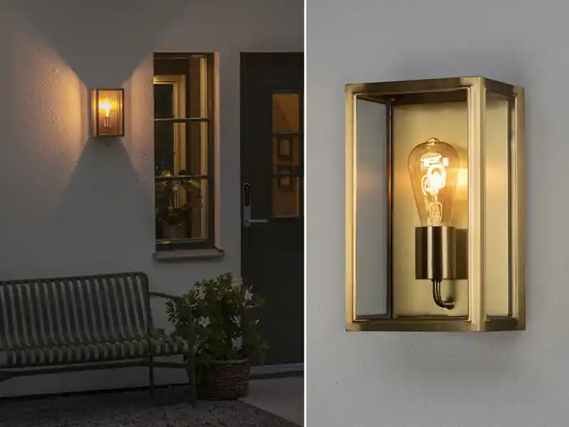 Konstsmide LED Außenwandlaterne aus Messing mit Klarglas, Höhe 30cm Top-Angebot