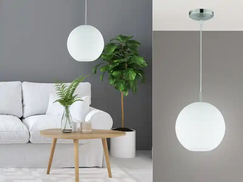 Highlight RL LIVE YOUR LIGHT Pendelleuchte MOON 1-flammig mit Glaskugel Lampenschirm Opalglas, Ø 25cm
