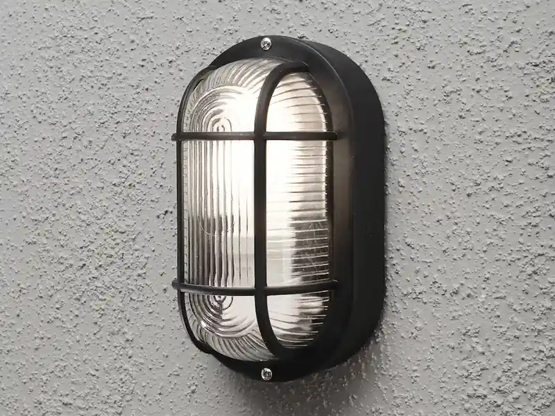 meineWunschleuchte LED Kellerleuchte für Wand-& Deckenmontage Schwarz, Höhe 20cm Preisreduziert