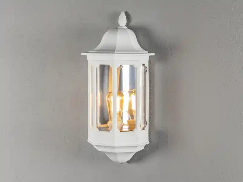 meineWunschleuchte LED Außenwandleuchte, Halbschale Aluminium Weiß, Höhe 47cm Abverkauf