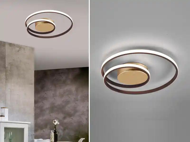 RL LIVE YOUR LIGHT LED Deckenleuchte ZIBAL Rostfarbig mit 3 Stufen Dimmer Spirale, Ø 39cm Günstig
