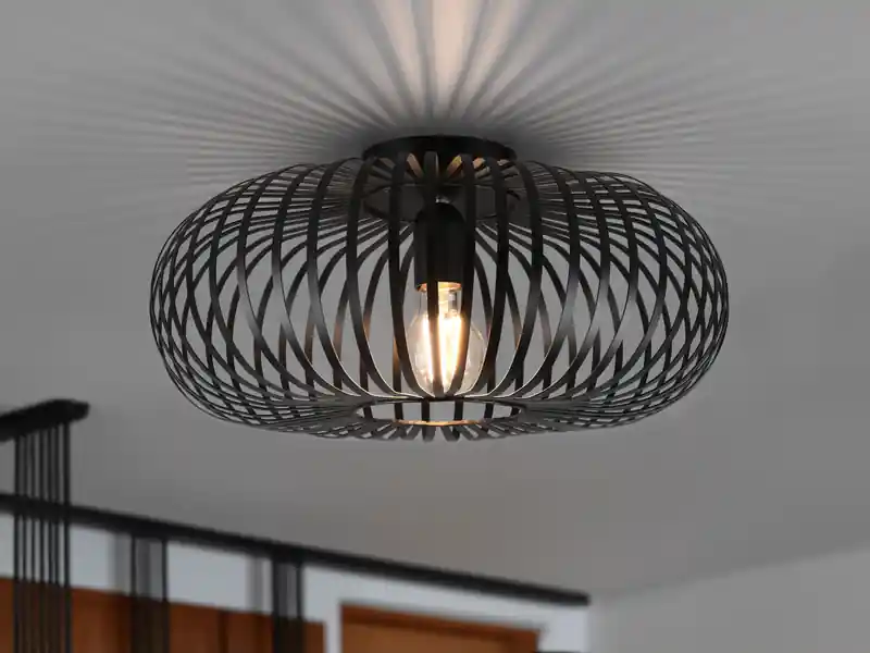 Begrenztes Angebot meineWunschleuchte LED Deckenleuchte Gitter Lampenschirm Metall in Schwarz, Ø 40cm