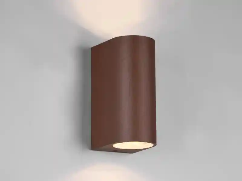 Gratis Versand Trio Leuchten Runde Außenwandleuchte ROYA Up and Down aus Aluminium Rostoptik, Höhe 15cm