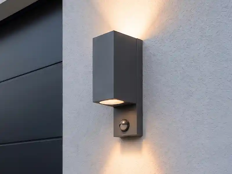 meineWunschleuchte Außenwandleuchte mit Bewegungsmelder, Up and Down Anthrazit eckig mit GU10 LED Zertifiziert