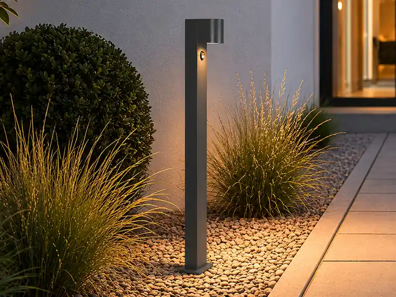 Preiswert meineWunschleuchte Pollerleuchte Anthrazit mit Bewegungsmelder inklusive GU10 LED, Höhe 100cm