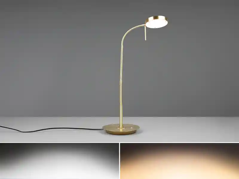 Begrenztes Angebot Trio Leuchten Moderne LED Schreibtischlampe MONZA dimmbar mit Flexarm, Messing, Höhe 57cm