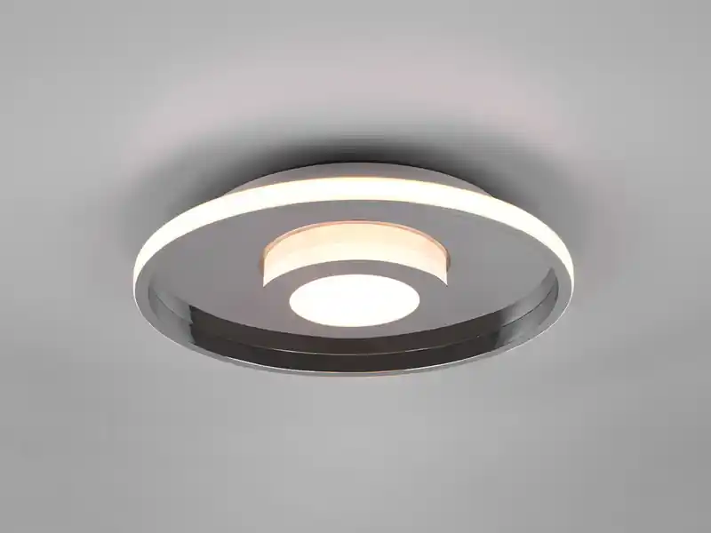 Trio Leuchten LED Deckenleuchte ASCARI rund Silber Chrom dimmbar IP44, Ø 40cm Neu
