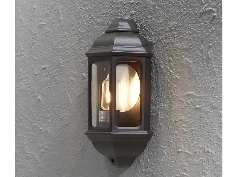 Preiswert Konstsmide Außen LED Wandlaterne, Halbschale im Landhausstil, Schwarz, Höhe 36cm