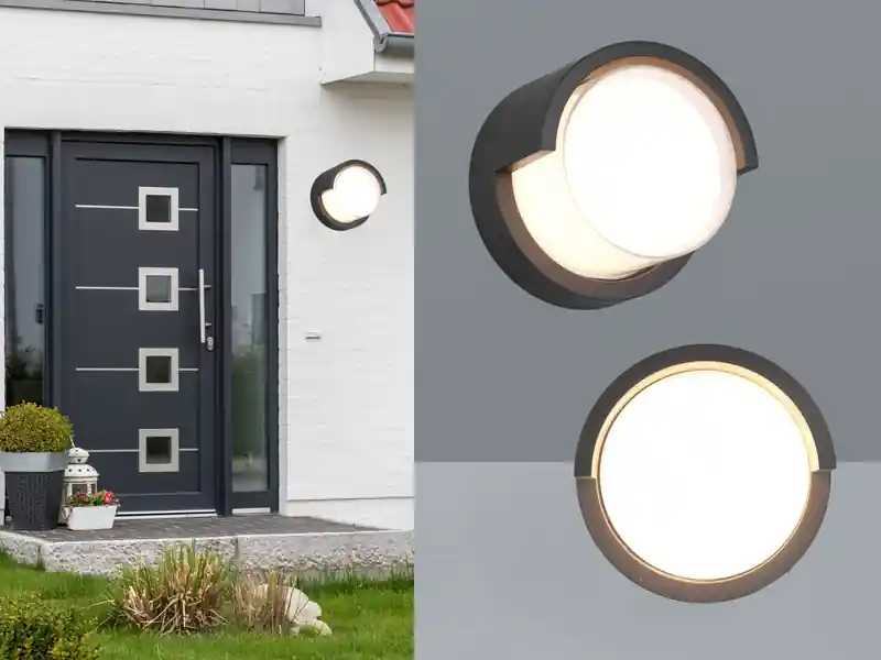 RL LIVE YOUR LIGHT LED Außenwandleuchten 2er SET Schwarz Fassadenbeleuchtung IP54 rund Ø 15cm Markenware