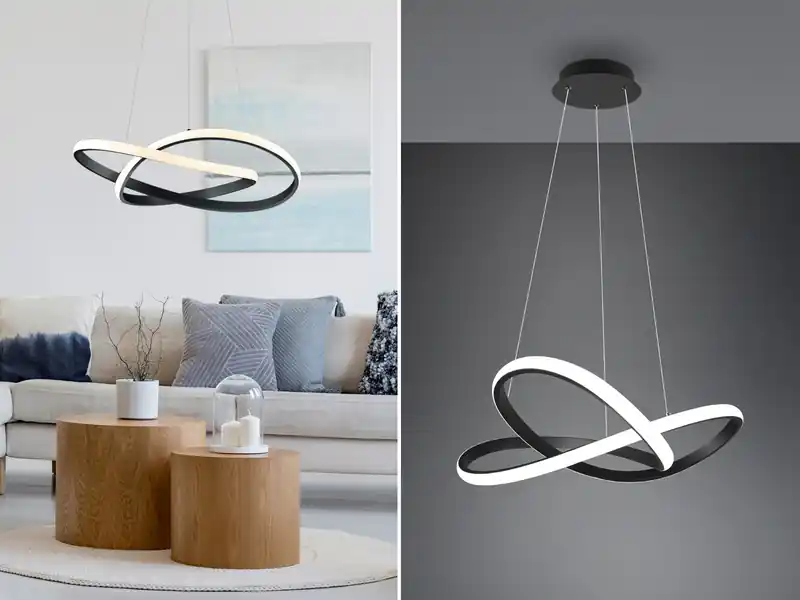 RL LIVE YOUR LIGHT LED Pendelleuchte COURSE Schwarz mit Stufen Dimmer, 4000K Neutralweiß, Ø 60cm Sonderangebot