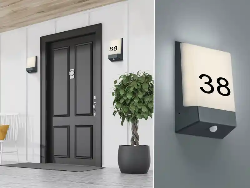 Mega-Angebot meineWunschleuchte 2er Set LED Hausnummernleuchten mit Dämmerungssensor, Anthrazit