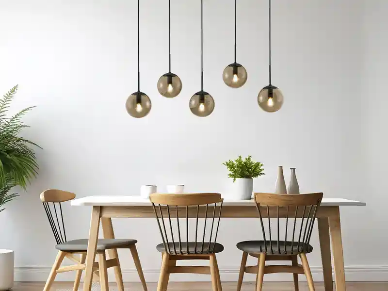 meineWunschleuchte LED Pendelleuchte 5-flammig mit Rauchglas Kugeln, Breite 100cm Preisknaller