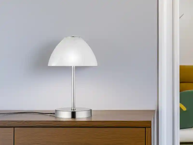Meistverkauft RL LIVE YOUR LIGHT LED Tischleuchte QUEEN dimmbar, Metall Silber matt, Höhe 24cm