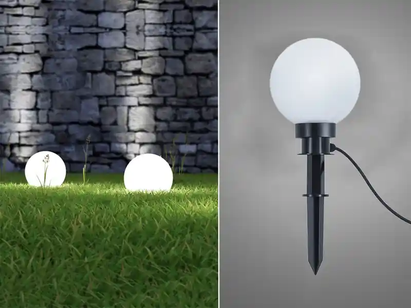 meineWunschleuchte LED Leuchtkugel für den Garten mit Strom Weiß, 5m Kabel, Ø 20cm Super-Preis