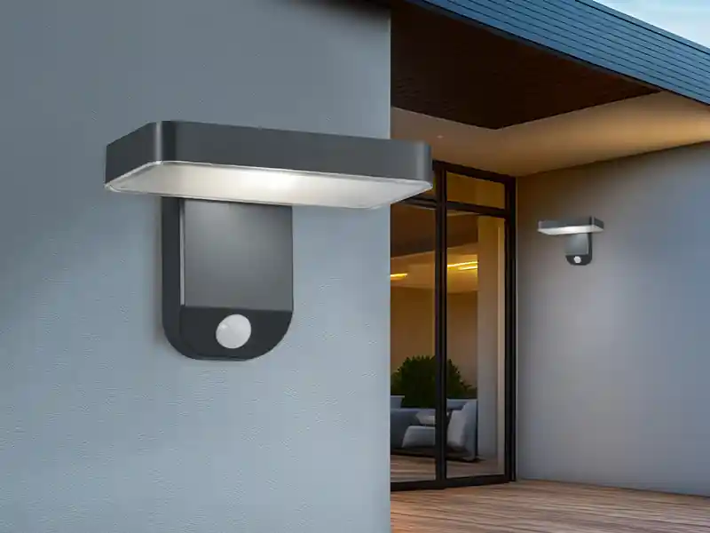 meineWunschleuchte LED Solar Wandleuchte 2er Set Außenleuchten mit Bewegungsmelder in Anthrazit Bestseller