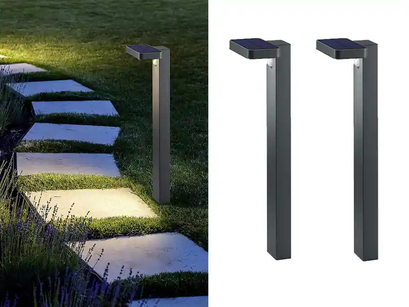 Neue Ware meineWunschleuchte LED Solar Wegeleuchten 2er Set Außenleuchte mit Bewegungsmelder in Anthrazit