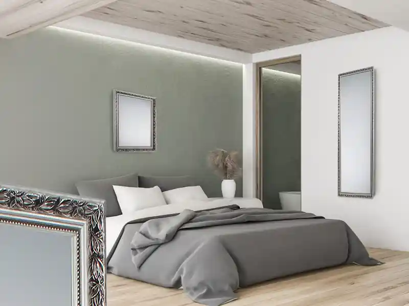 Kostenloser Rückversand MIRRORS AND MORE Barock Ganzköperspiegel & Wandspiegel mit Holzrahmen Silber 50x150cm/55x70cm