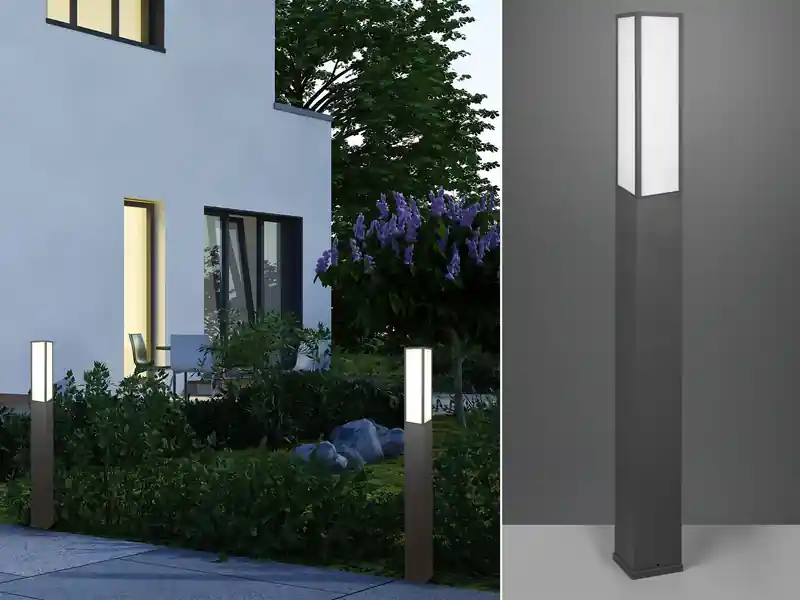 meineWunschleuchte LED Wegeleuchte 2er Set eckig in Anthrazit, Höhe 155cm, IP54 Sonderaktion
