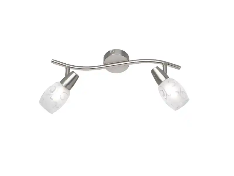Heißes Angebot RL LIVE YOUR LIGHT Deckenstrahler COLMAR 2-flammig Silber mit Dekorglas satiniert, Breite 39cm