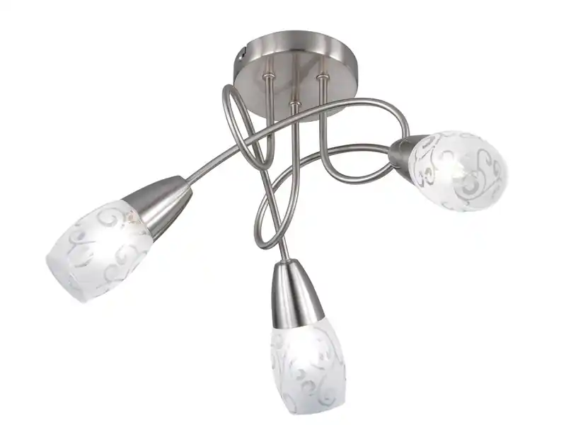 RL LIVE YOUR LIGHT Deckenleuchte COLMAR Rondell 3-flammig Silber, Dekorglas satiniert, Ø 47cm Abverkauf