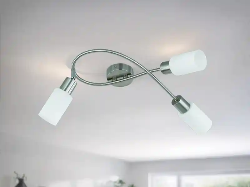 RL LIVE YOUR LIGHT LED Deckenstrahler 3-flammig Silber mit Glas Lampenschirmen Weiß, Breite 45cm Angebot