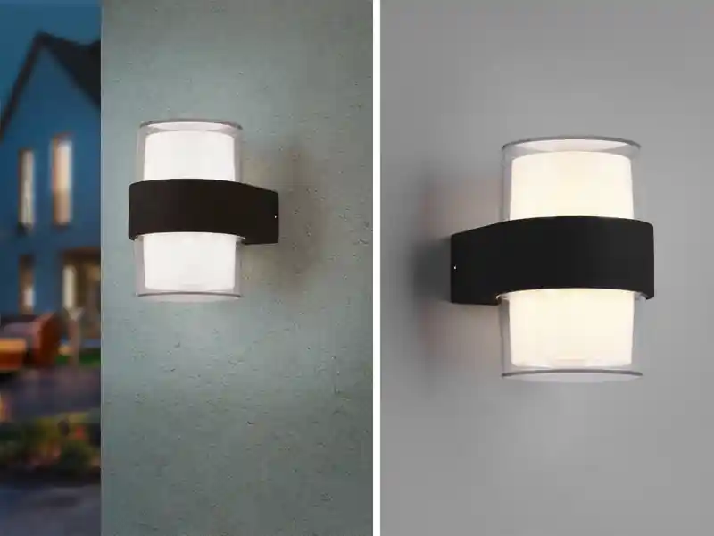 Neu RL LIVE YOUR LIGHT LED Außenwandleuchte MOLINA rund UP and DOWN Anthrazit 13x9cm