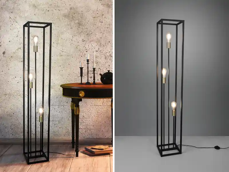 Sonderaktion meineWunschleuchte LED Stehleuchte Säule Metall Schwarz im Industrial Style, Höhe 153cm