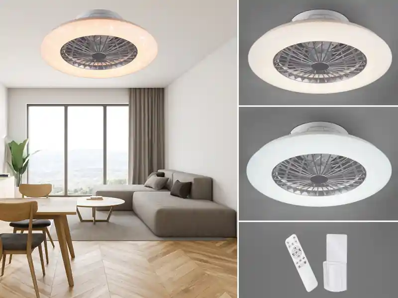 Kostenfreie Lieferung RL LIVE YOUR LIGHT Deckenleuchte mit Ventilator dimmbar Fernbedienung & Wandhalterung Ø50cm