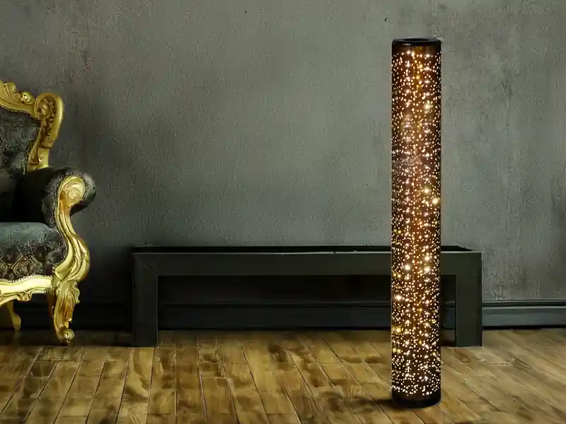 Neue Kollektion RL LIVE YOUR LIGHT Kleine LED Stehlampe TACO mit Starlight Effekt, Stoff Schwarz Gold, Höhe 103cm