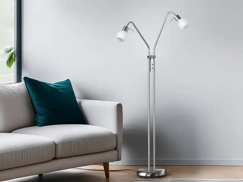 Preis Gesenkt RL LIVE YOUR LIGHT Stehleuchte ANTIBES 2 flammig Flexarme Silber Glas Alabaster, Höhe 125cm