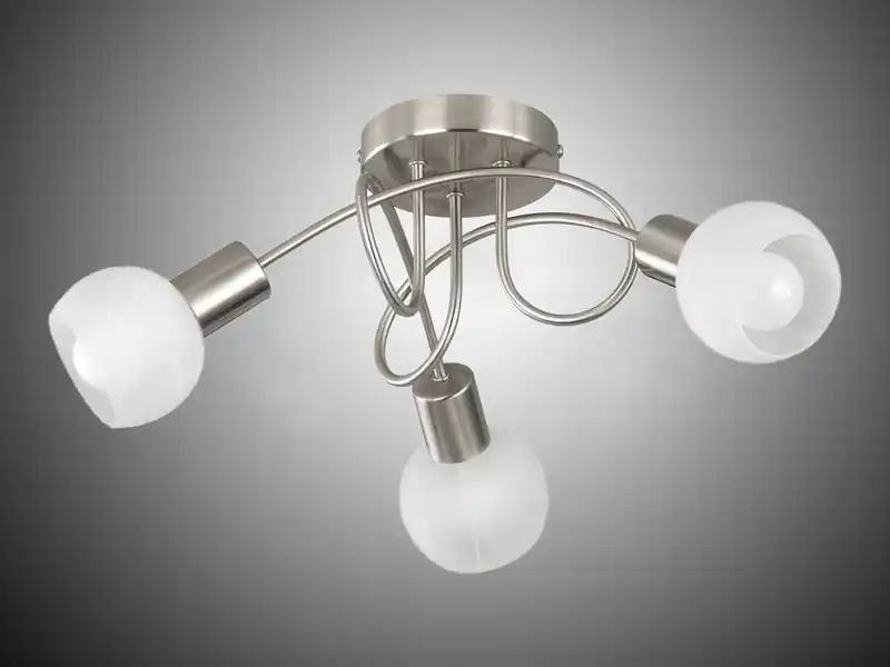 meineWunschleuchte LED Deckenstrahler 3 flammig, Silber/Chrom Glas Alabaster, Ø47cm Sonderaktion