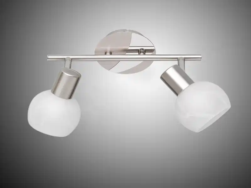 Aktuell meineWunschleuchte LED Deckenstrahler 2 flammig Silber/Chrom Glas Alabaster, Breite 27cm