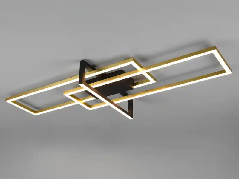 Trio Leuchten Große LED Deckenleuchte SALINAS mit Switch Dimmer Messing / Schwarz, B: 100cm Solange Der Vorrat Reicht