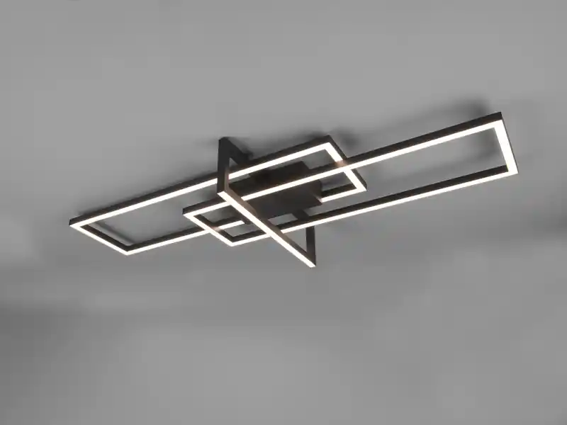 Meistverkauft Trio Leuchten Große LED Deckenleuchte SALINAS mit Switch Dimmer Schwarz, Breite 100cm