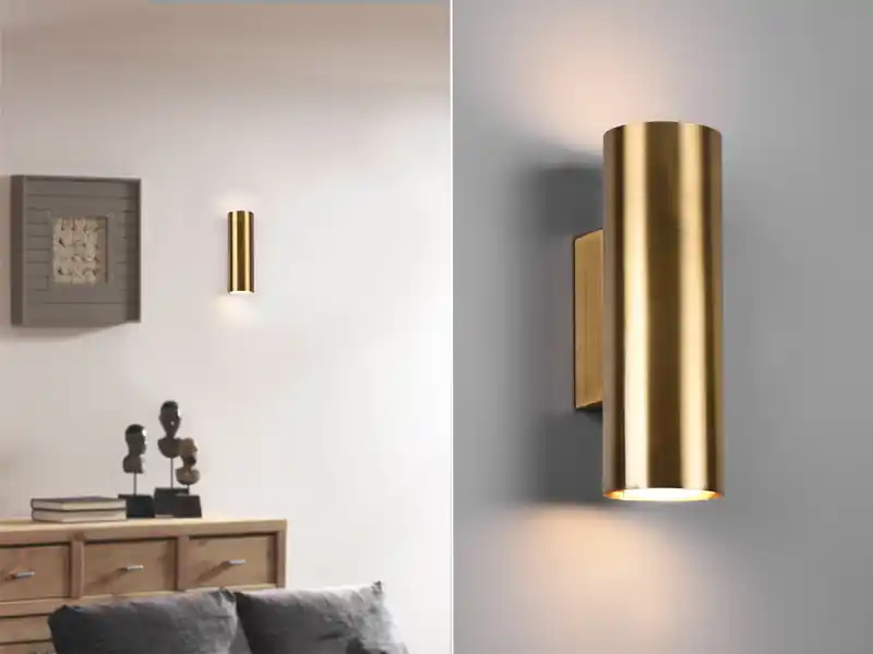 meineWunschleuchte LED Wandleuchte Up and Down Light in Altmessing 2-flammig dimmbar, Höhe 18cm Markenprodukt