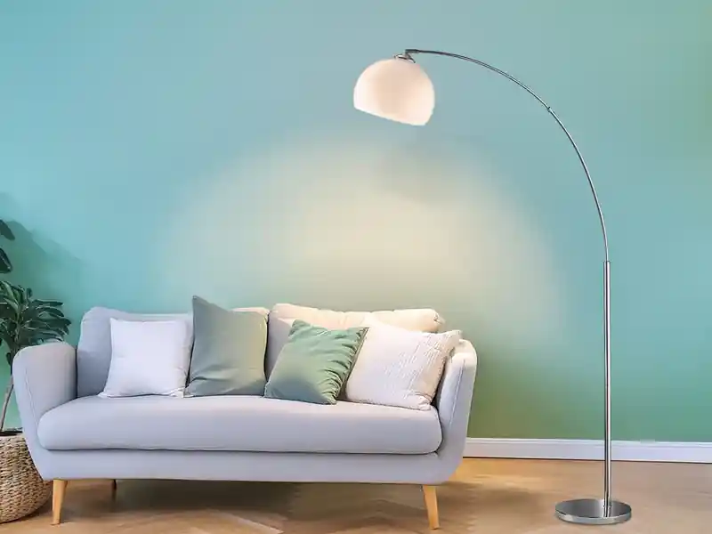 Beliebt RL LIVE YOUR LIGHT Bogenlampe Designklassiker BRASILIA Silber Chrom mit Acrylschirm, Höhe 180cm