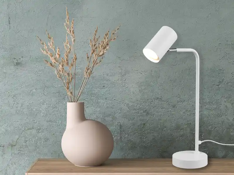 Jetzt Bestellen meineWunschleuchte LED Schreibtischlampe in Weiß matt, Spot schwenkbar, Höhe 45cm