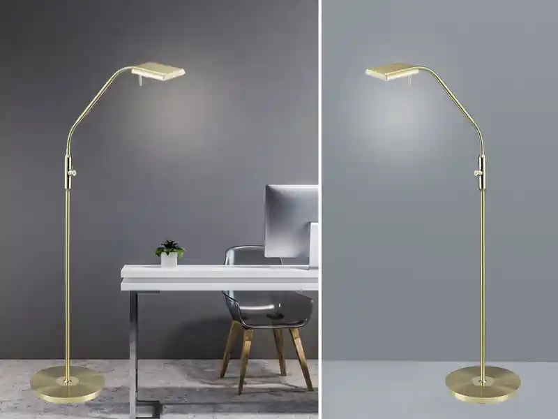 Trio Leuchten LED Stehleuchte BERGAMO Messing flexibel Sensordimmer - Höhe 135cm Rabatt