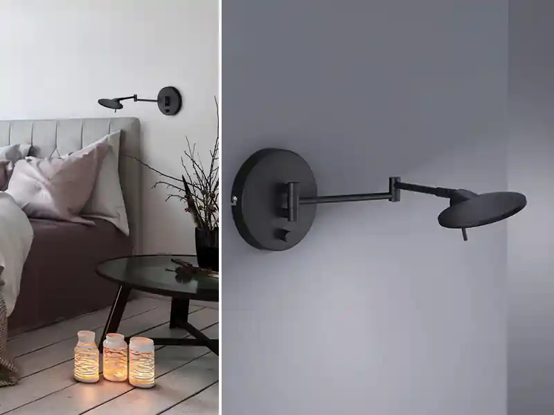 Versand Am Gleichen Tag Trio Leuchten LED Wandleuchte KAZAN Schwarz verstellbar stufenlos dimmbar, Breite 55cm