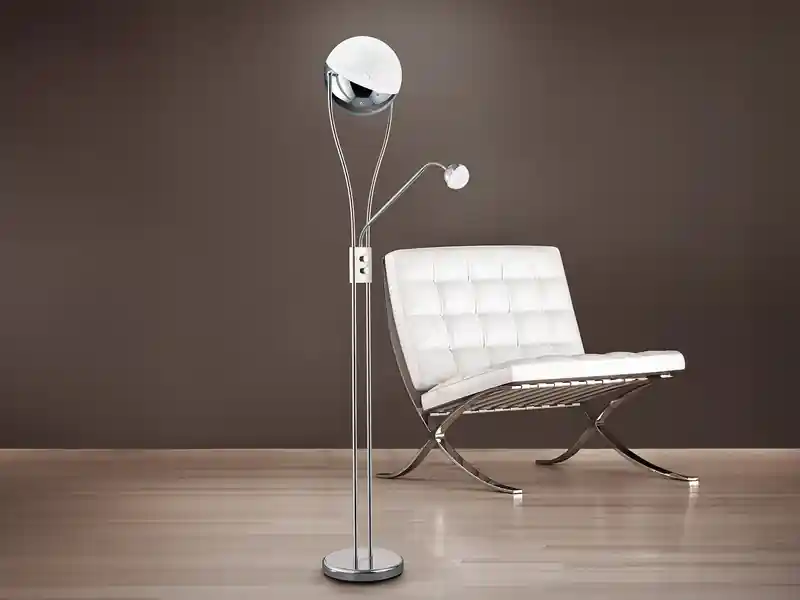 Trio Leuchten LED Deckenfluter CHRIS mit flexibler Leselampe, Silber Chrom, Höhe 180cm Online Kaufen