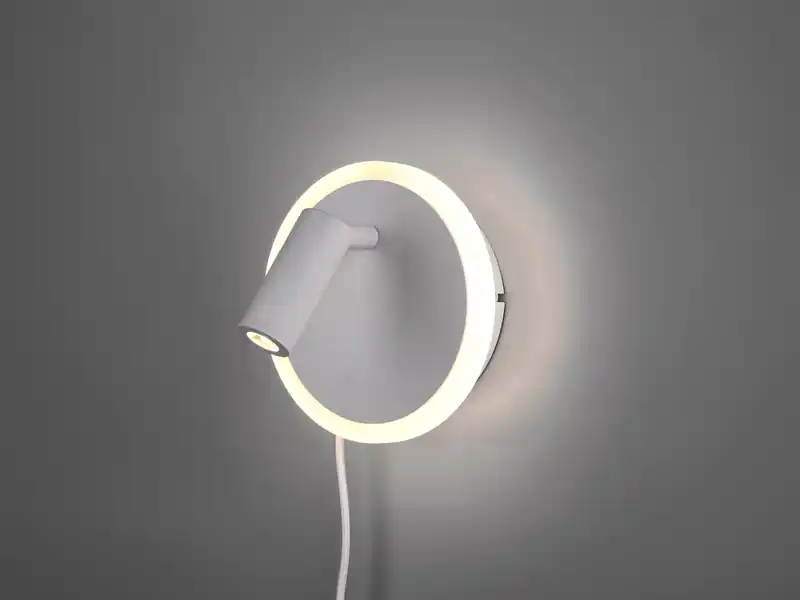Begrenztes Angebot Trio Leuchten LED Wandleuchte JORDAN Weiß mit Leselampe & Stecker, Ø 15cm